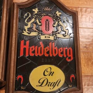 Vintage Sign Heidelberg Beer Lion Logo Lighted Light-UpSelling as set